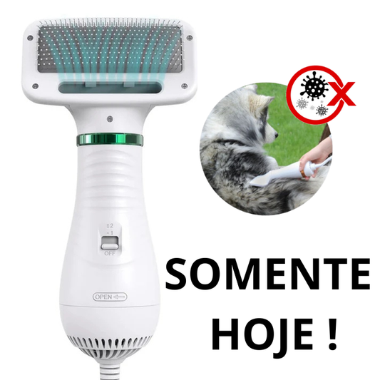 SECADOR PET 3 EM 1 - SECA, PENTEIA E MASSAGEIA OS PELOS DO SEU PET + BRINDE